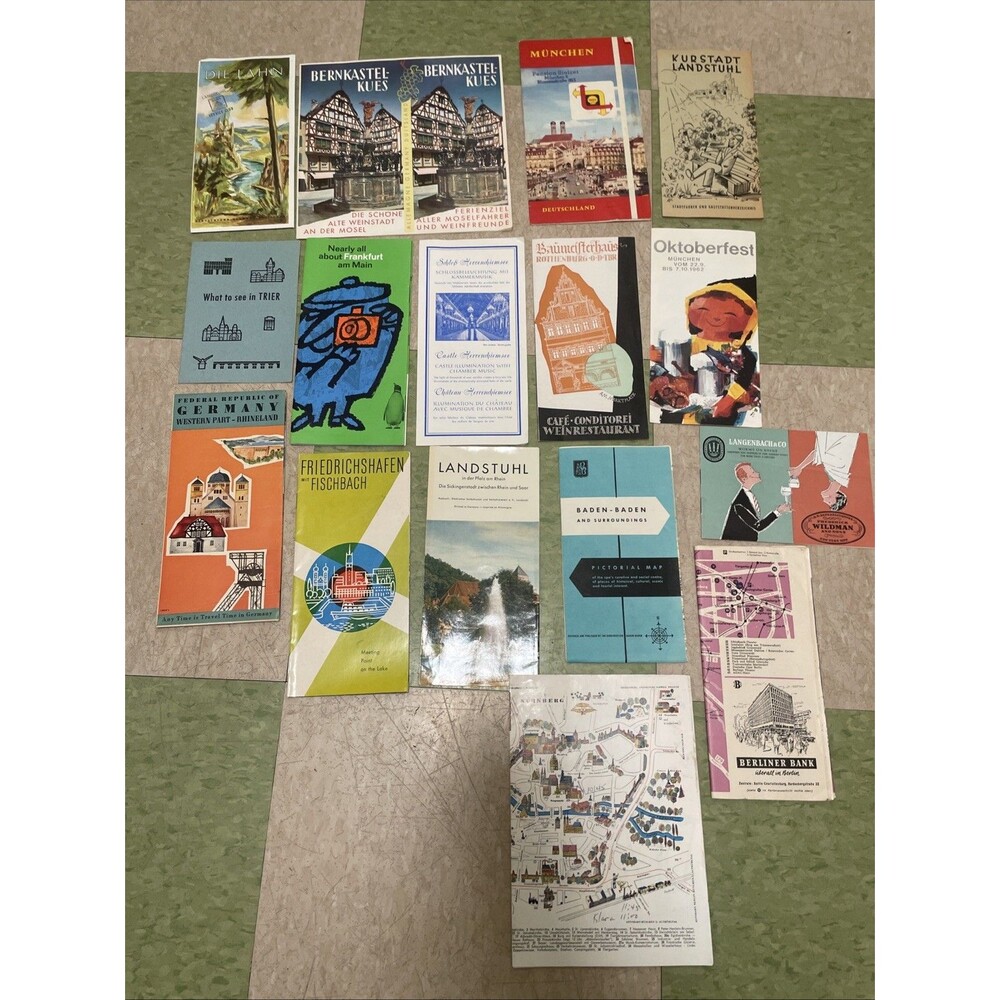 Lot Of 16 Vintage GERMAN GUIDEBOOKS/TRAVEL GUIDES/Brochures/Maps 1960’s
